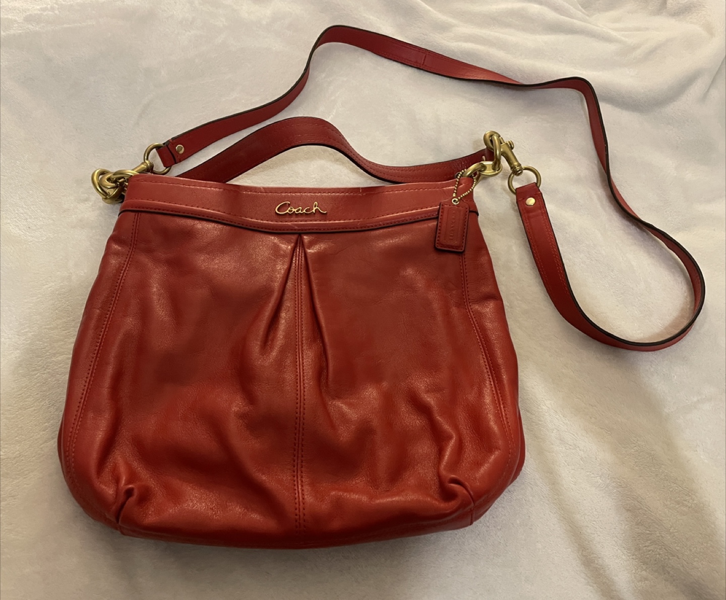 Red Leather Coach Shoulder Bag