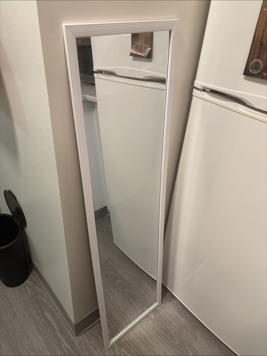 Full-Length White Framed Mirror