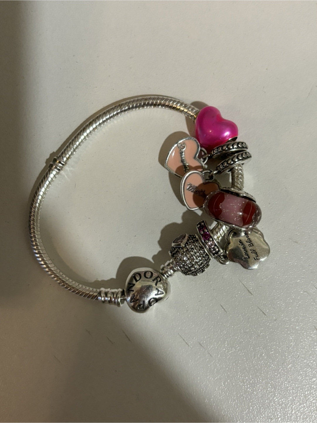 Pandora Charm Bracelet with Pink and Red Charms - photo 2