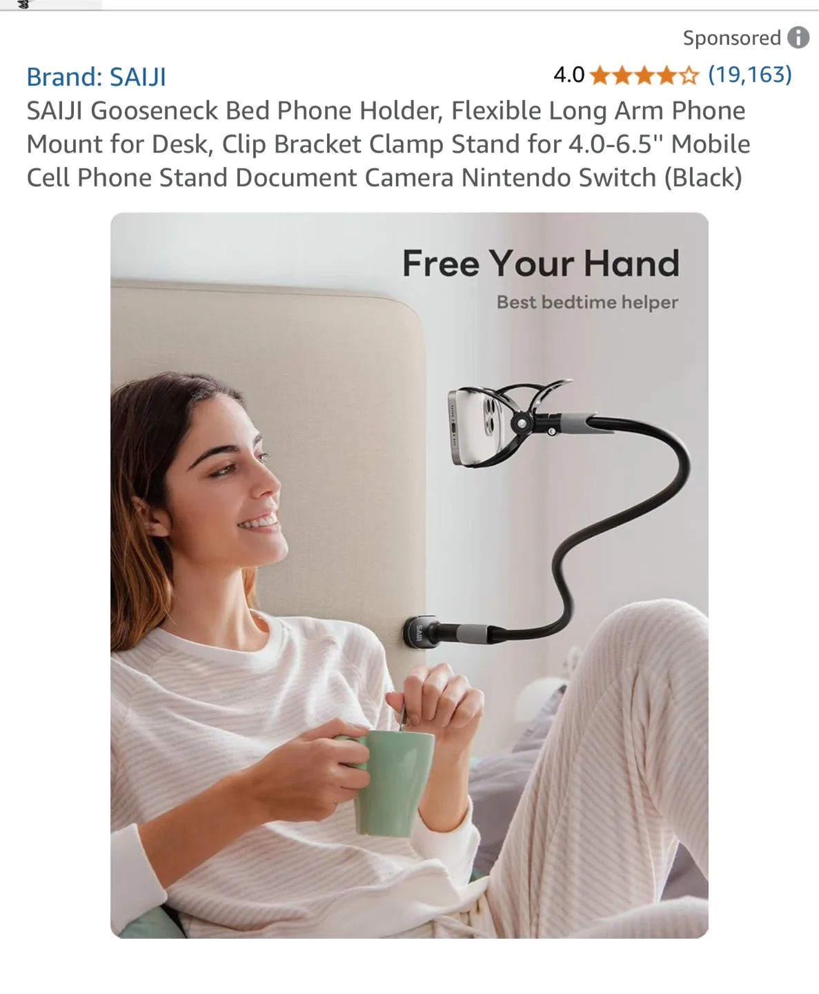 SAIJI Gooseneck Phone Holder - Flexible Long Arm Clamp Stand image indicator(4)