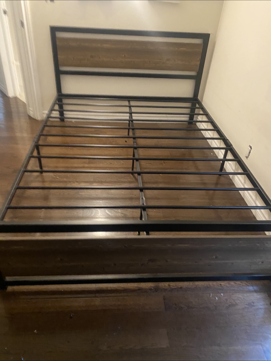 Queen Metal Bed Frame with Wooden Headboard - photo 3