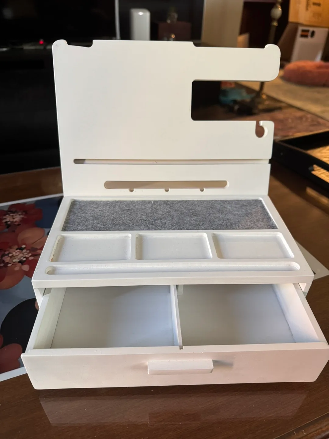 White Wooden Organiser with Drawer thumbnail