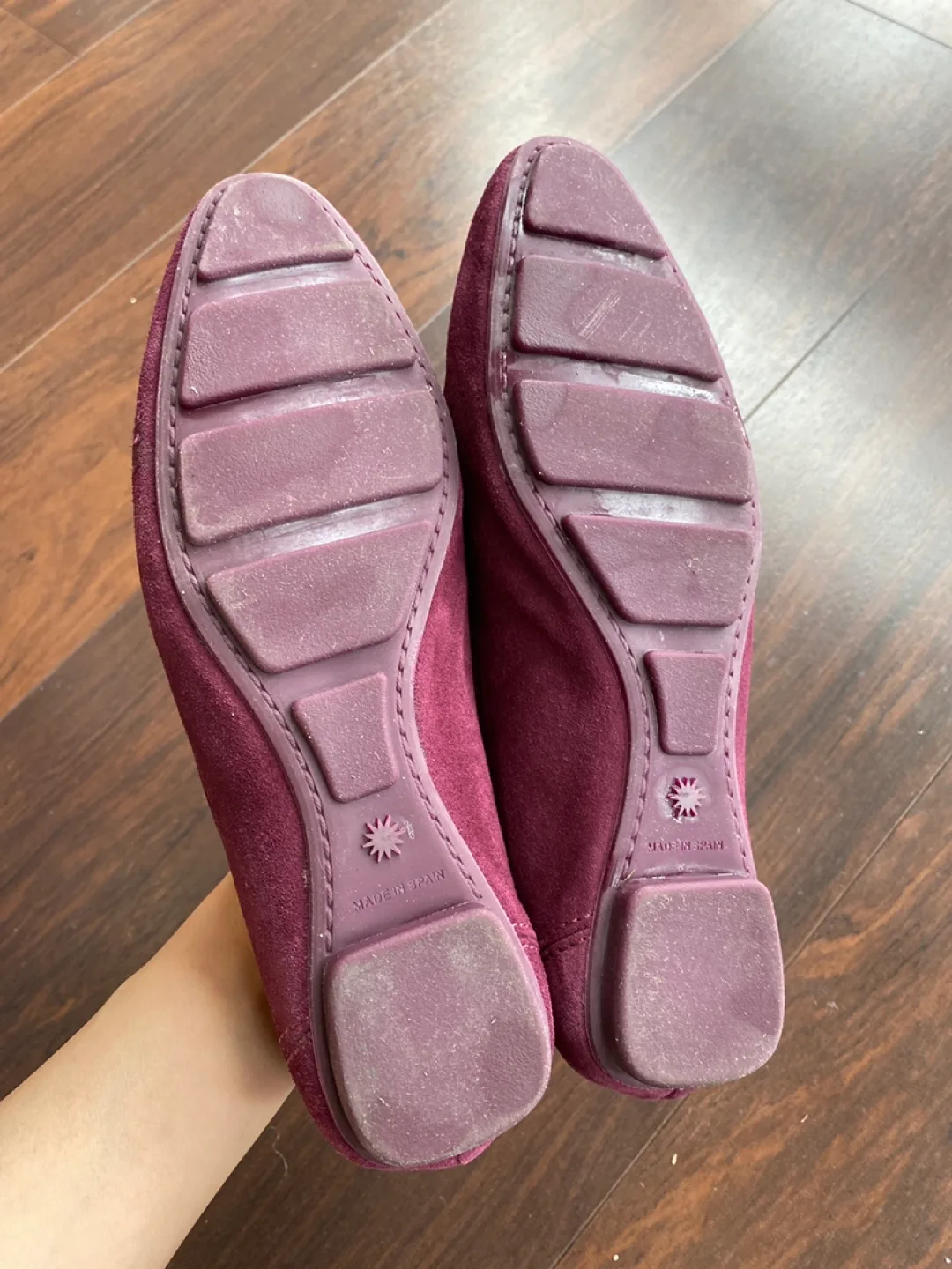 Stuart Weitzman Burgundy Suede Loafers size 5 image indicator(2)