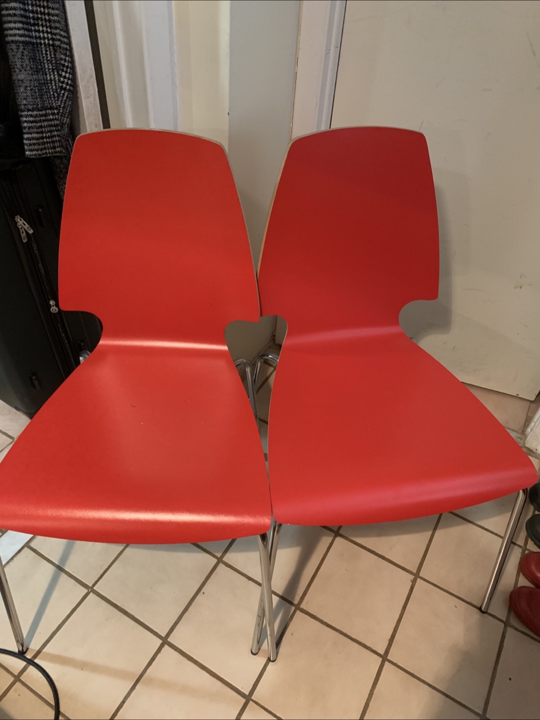 Pair of Red Modern Dining Chairs