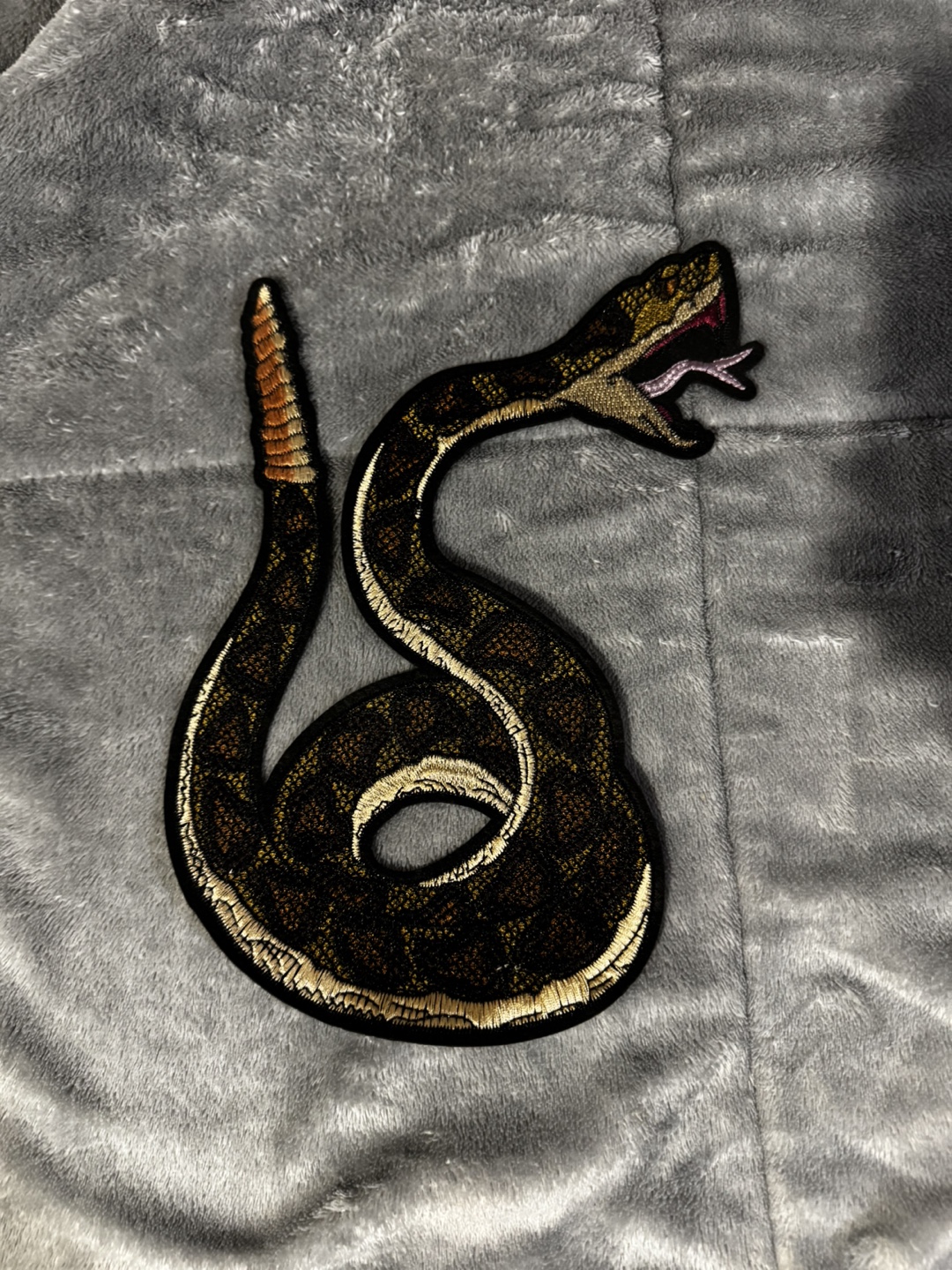 Set of 4 embroidered patches: skulls, snake, and cafe racer - photo 3