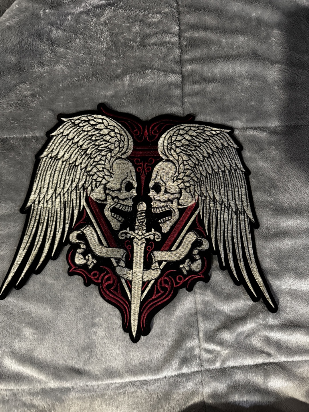 Set of 4 embroidered patches: skulls, snake, and cafe racer - photo 5