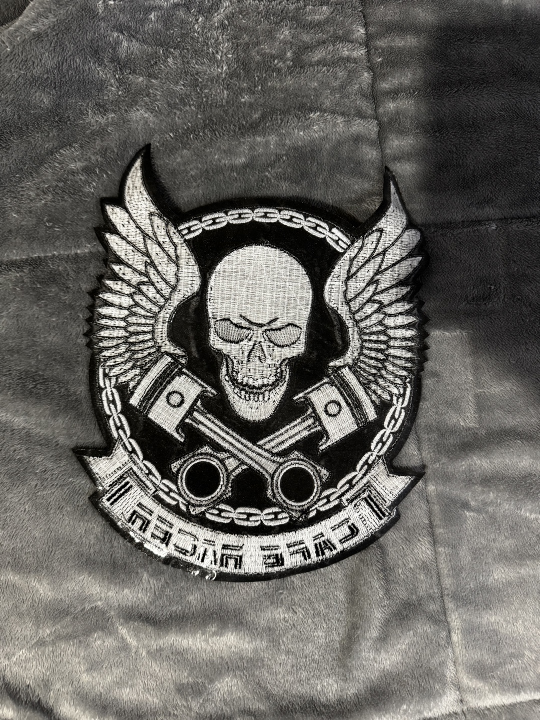 Set of 4 embroidered patches: skulls, snake, and cafe racer - photo 2