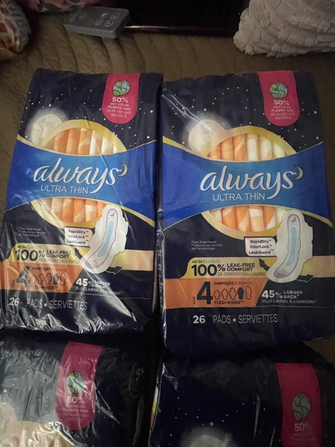 Always Ultra Thin Overnight Pads - 6 Packs of 26 - photo 4