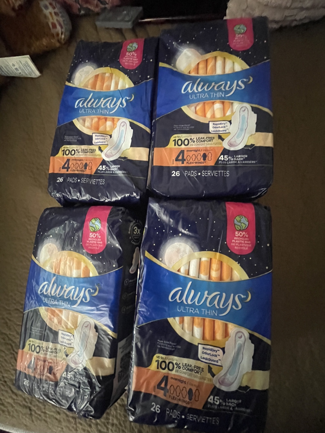 Always Ultra Thin Overnight Pads - 6 Packs of 26 - photo 3