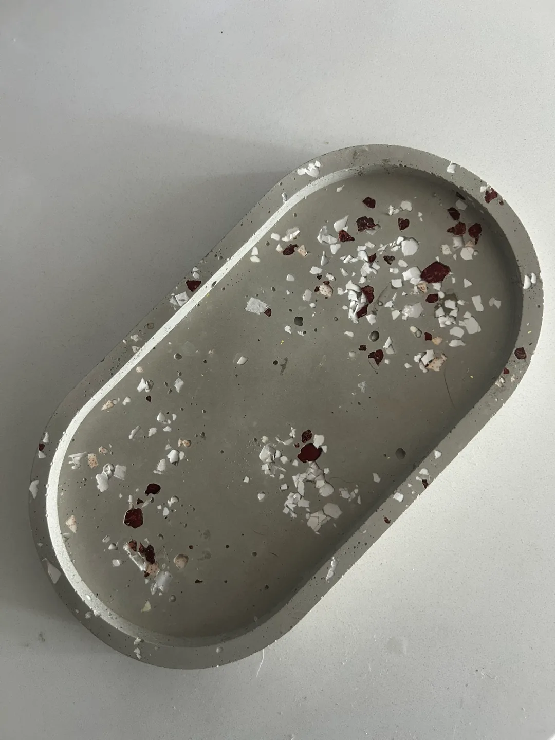 Handmade terazzo effect concrete trinket dish thumbnail