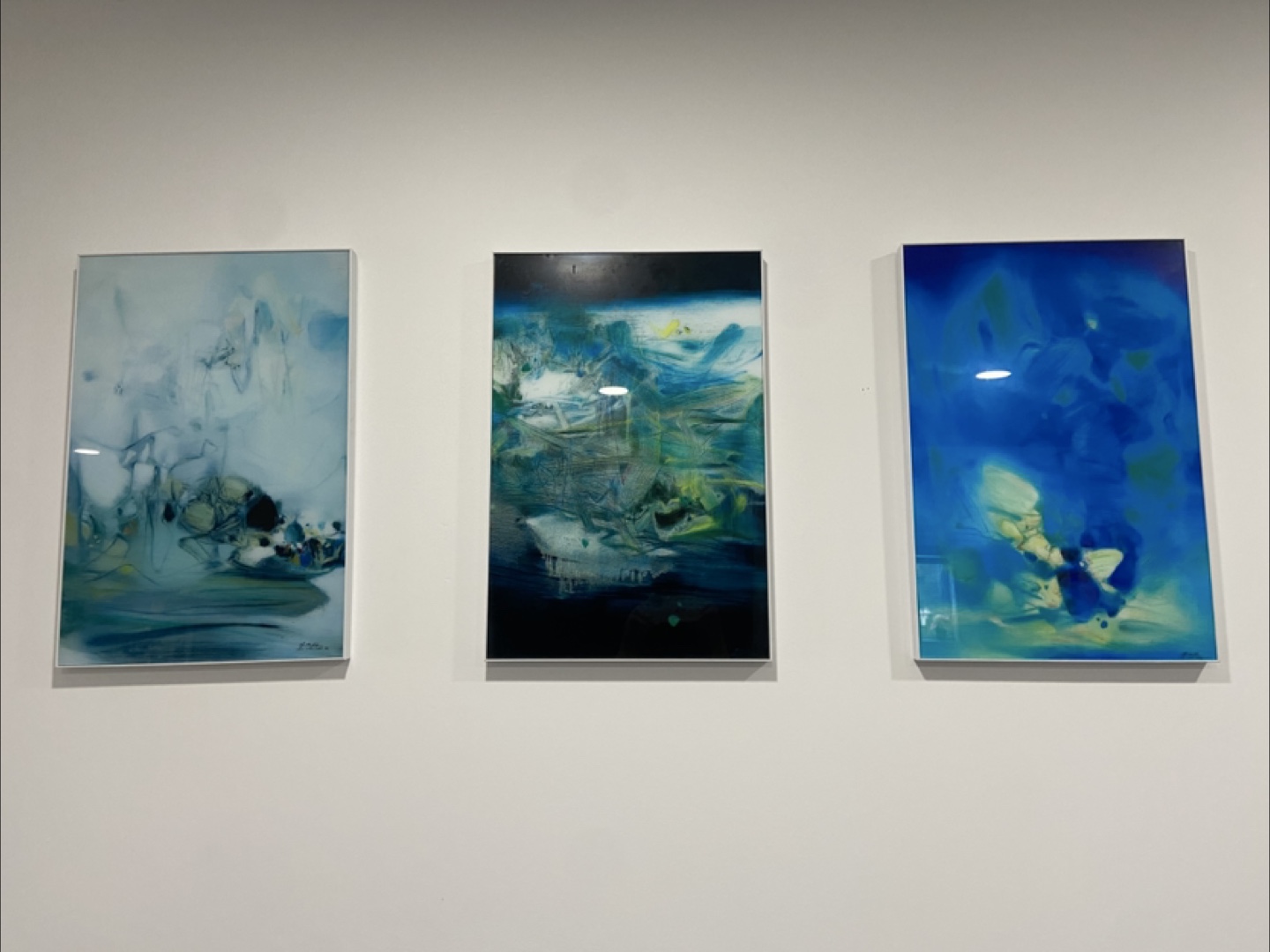 Set of three abstract landscape paintings