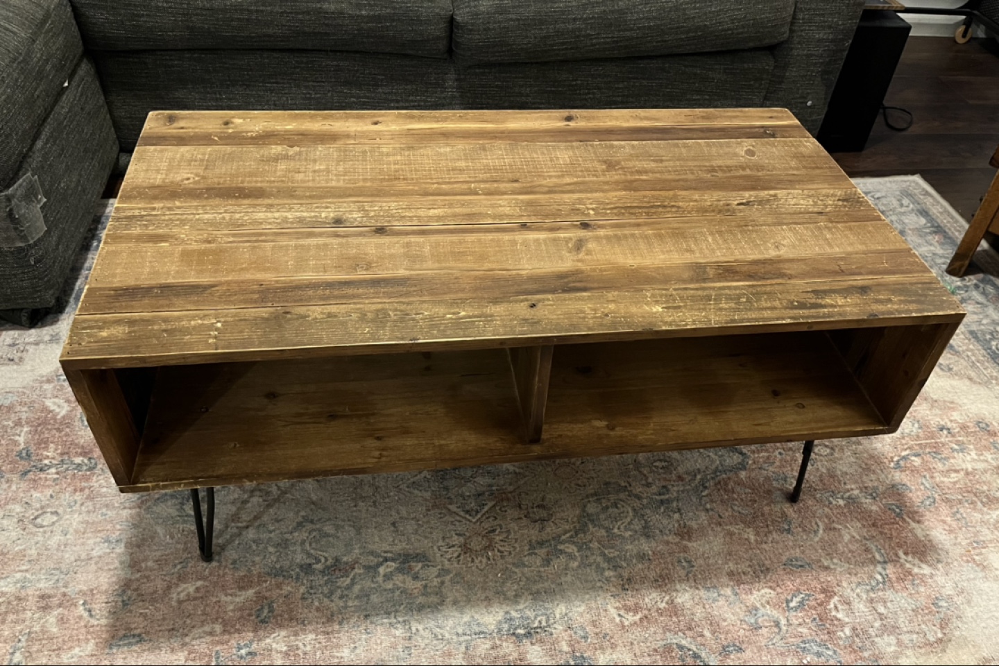 Reclaimed Wood Coffee Table with Open Shelving - photo 2