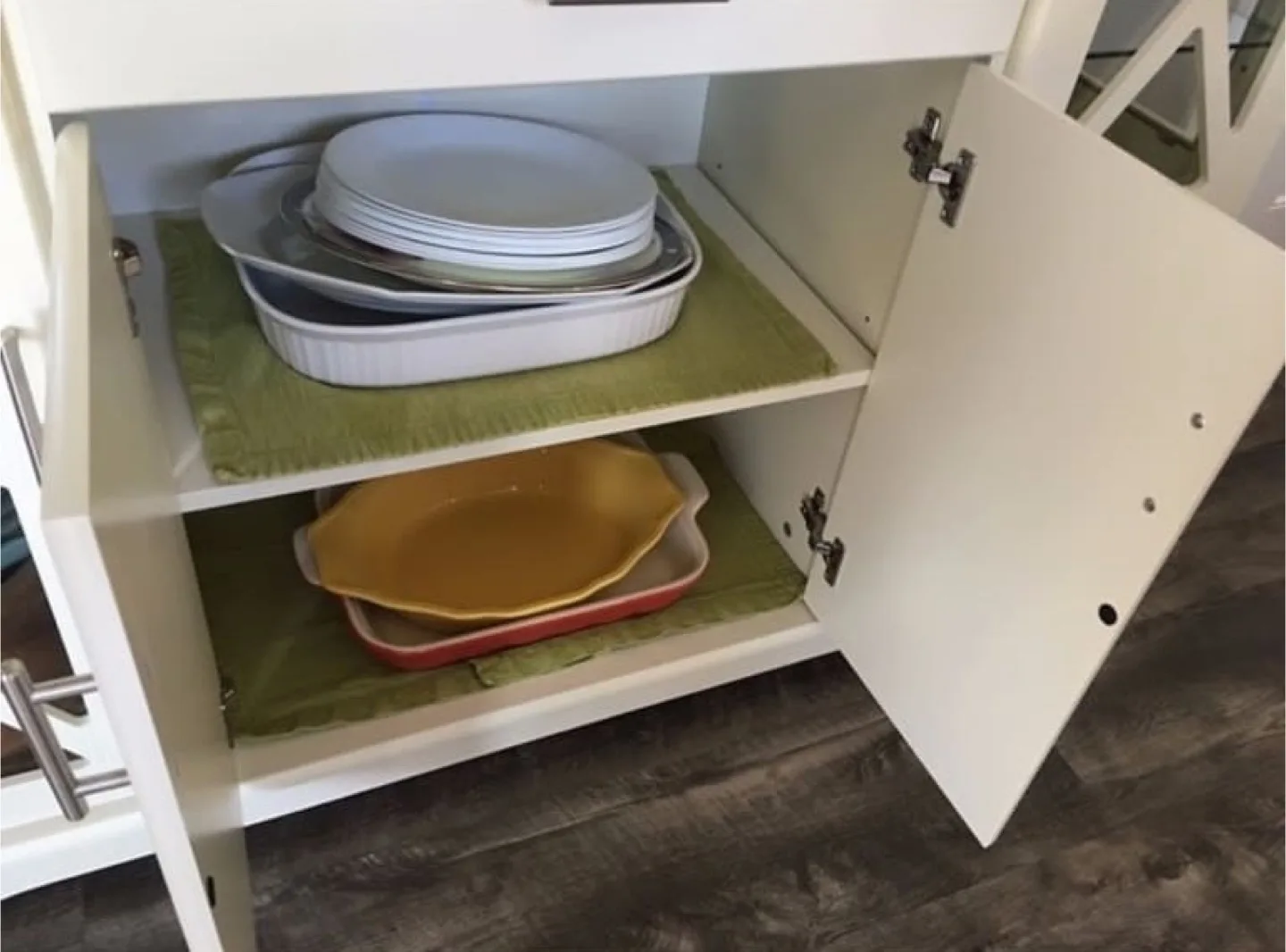 Antique White Buffett Server Sideboard Liquor Wine Cabinet image indicator(3)