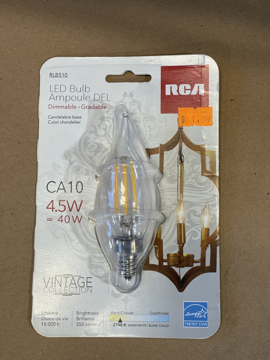 RCA Vintage Collection LED Bulb - CA10 4.5W = 40W