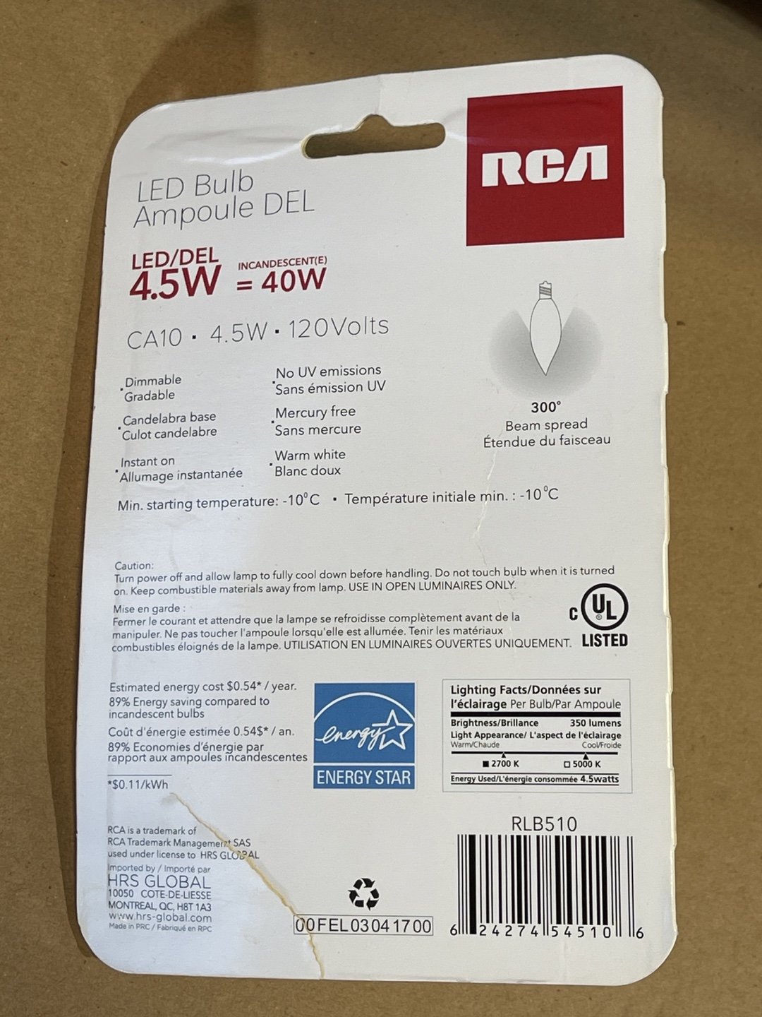 RCA Vintage Collection LED Bulb - CA10 4.5W = 40W - photo 2