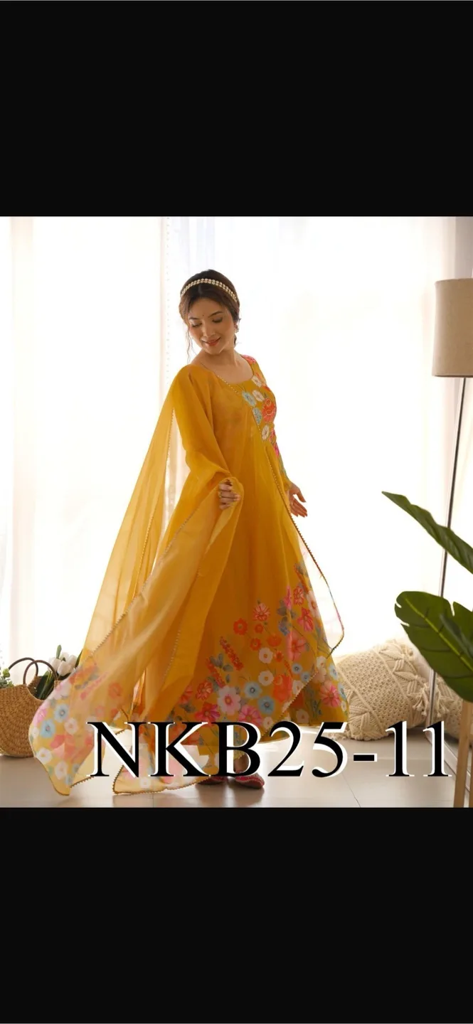 Floral Printed Anarkali Suit Set with Dupatta thumbnail