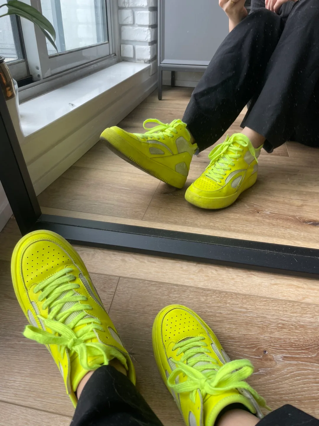 Neon Yellow High-Top Sneakers thumbnail