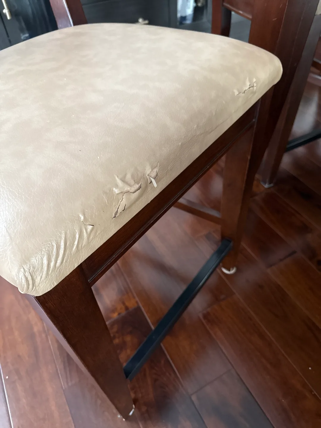 Dark Brown Wood Dining Table Set with 8 Chairs and Glass Top image indicator(5)