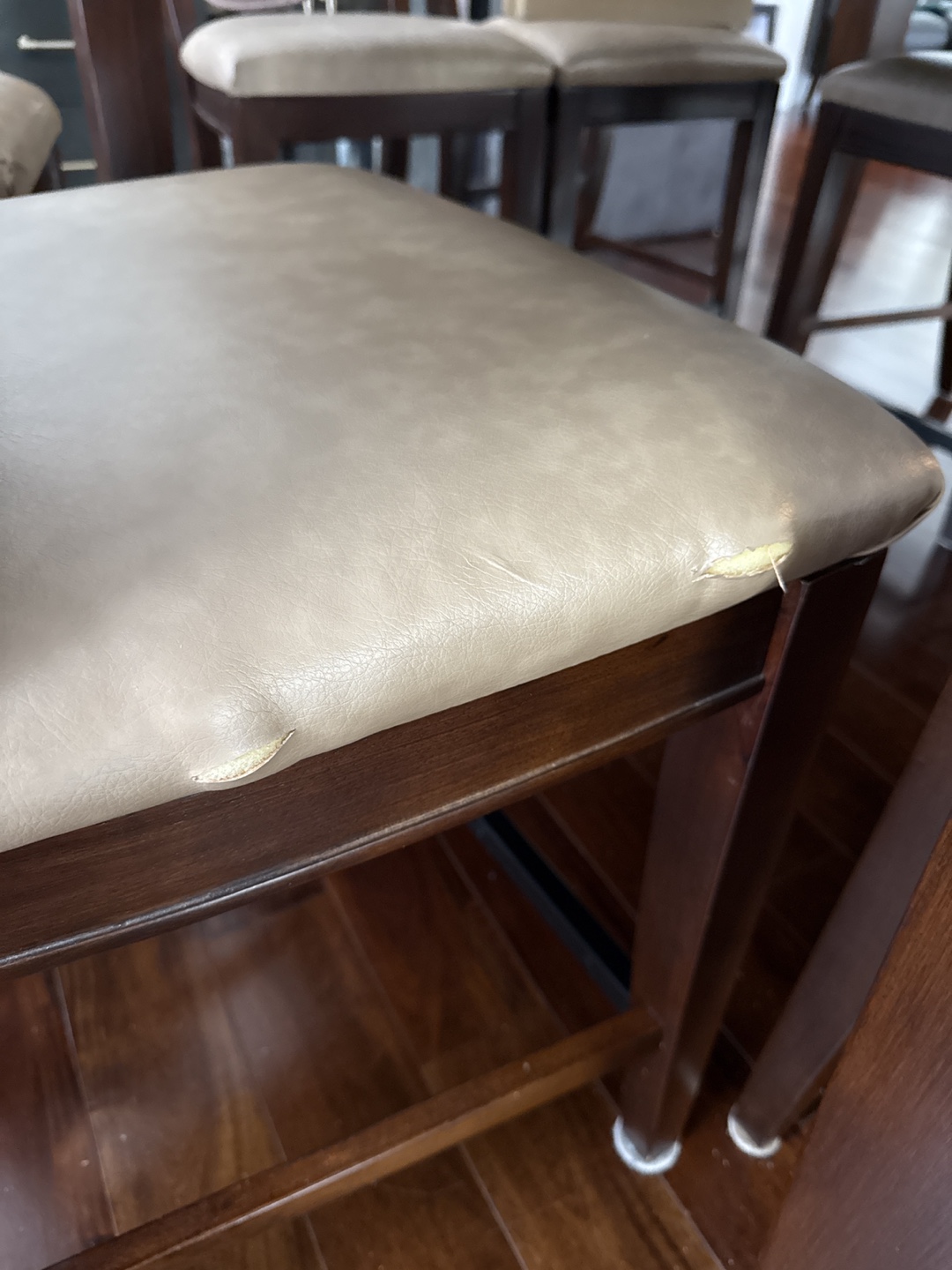Dark Brown Wood Dining Table Set with 8 Chairs and Glass Top - photo 4