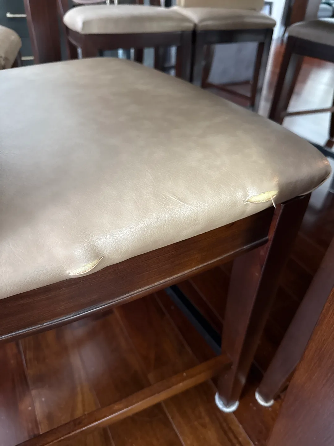 Dark Brown Wood Dining Table Set with 8 Chairs and Glass Top image indicator(4)