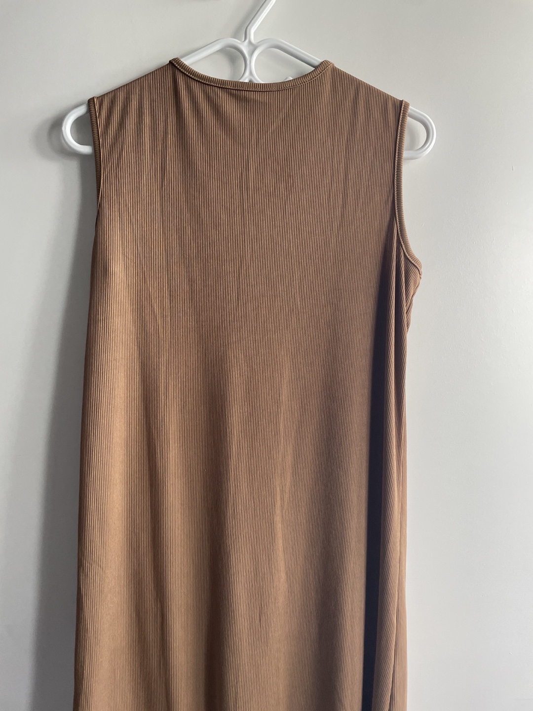 Brown Ribbed Midi Dress with Cutout Detail - photo 2