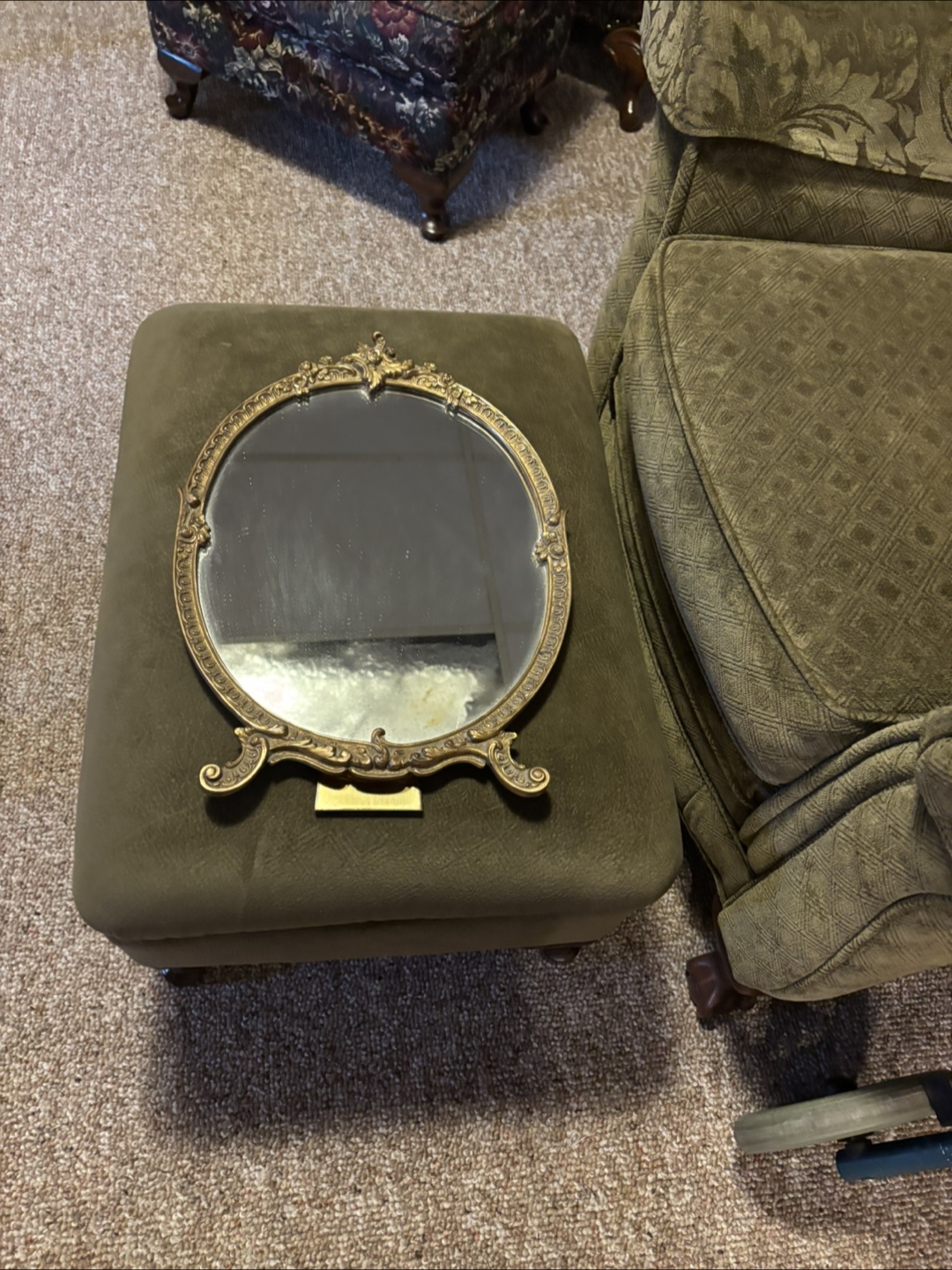Antique Gold Oval Hand Mirror