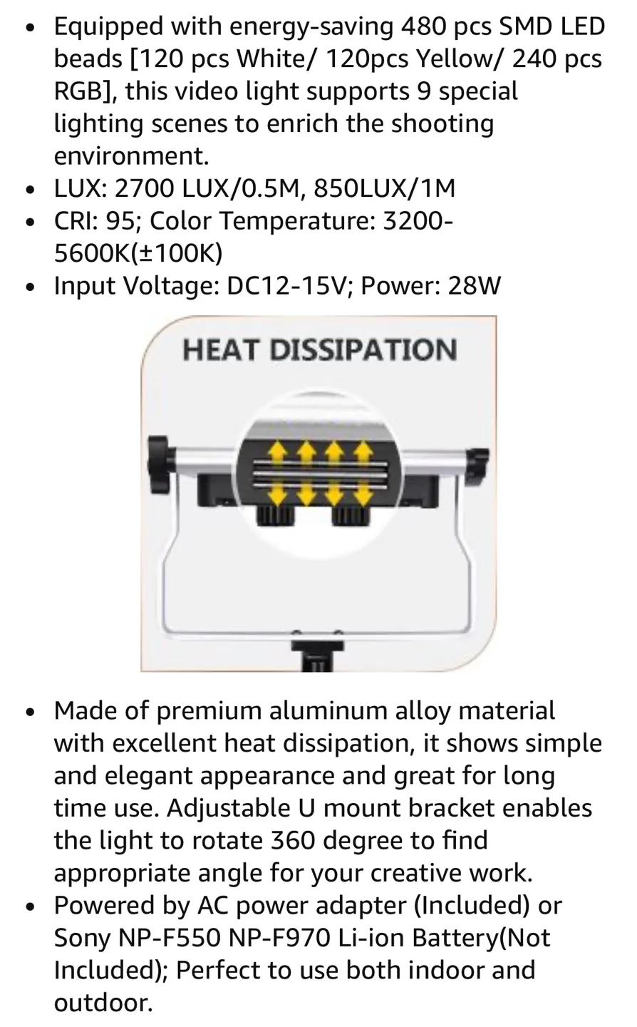 Neewer 3-Pack 480 RGB LED Light Kit with App Control image indicator(6)