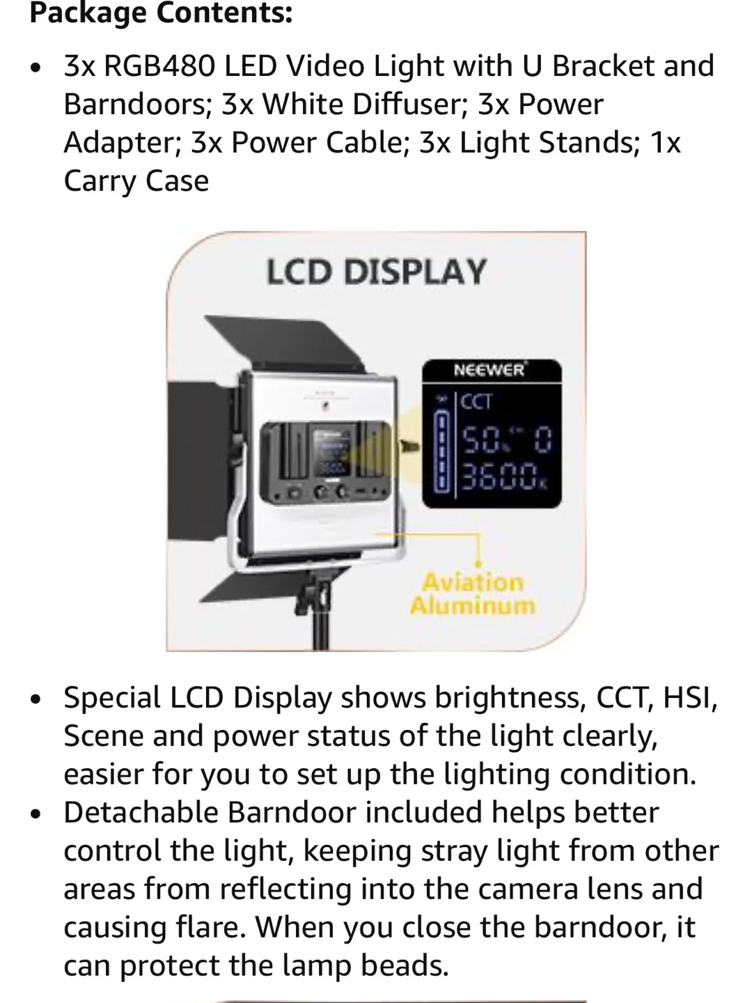 Neewer 3-Pack 480 RGB LED Light Kit with App Control image indicator(7)