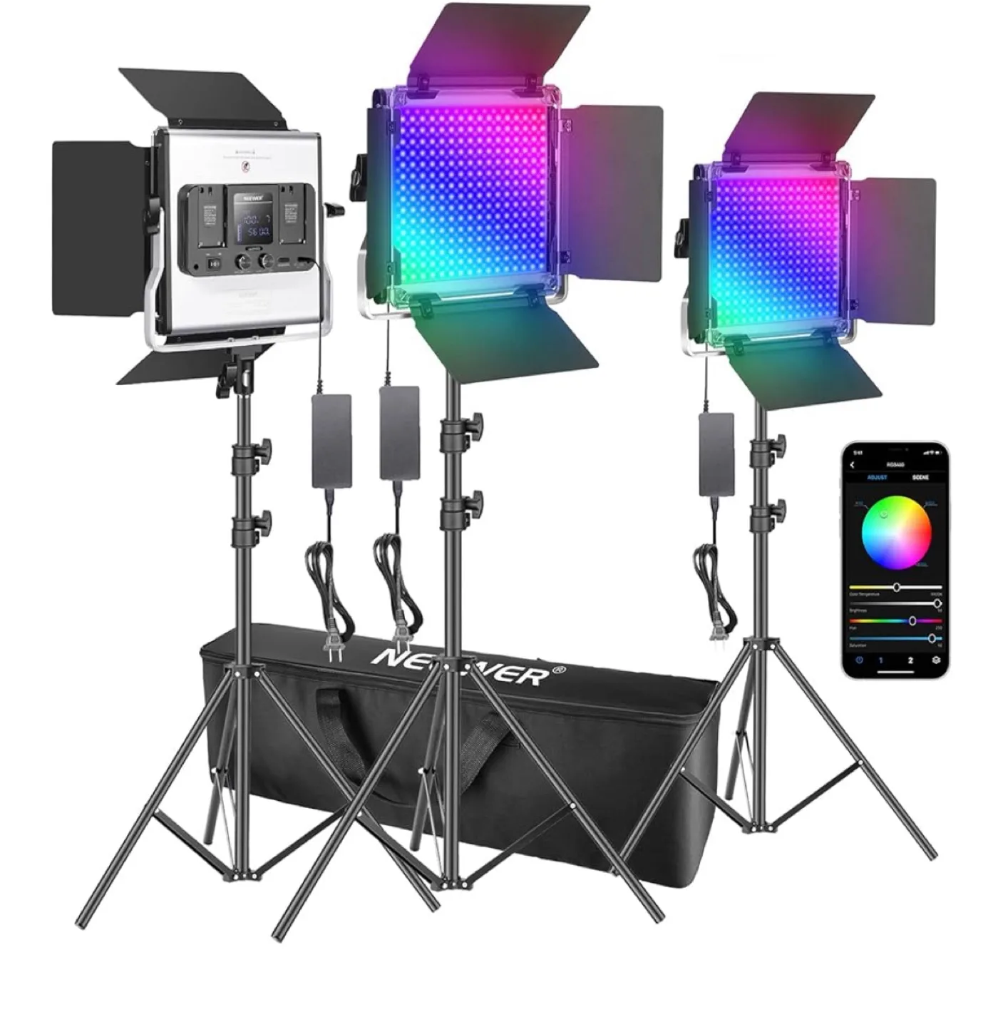 Neewer 3-Pack 480 RGB LED Light Kit with App Control image indicator(10)