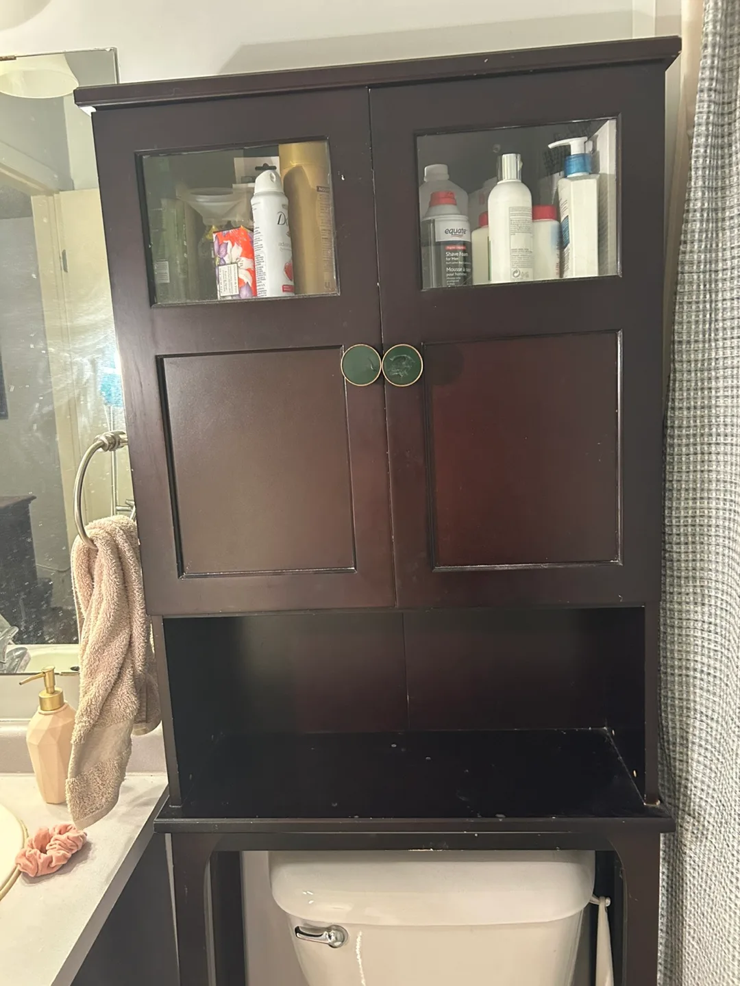Dark Brown Bathroom Cabinet Over Toilet thumbnail