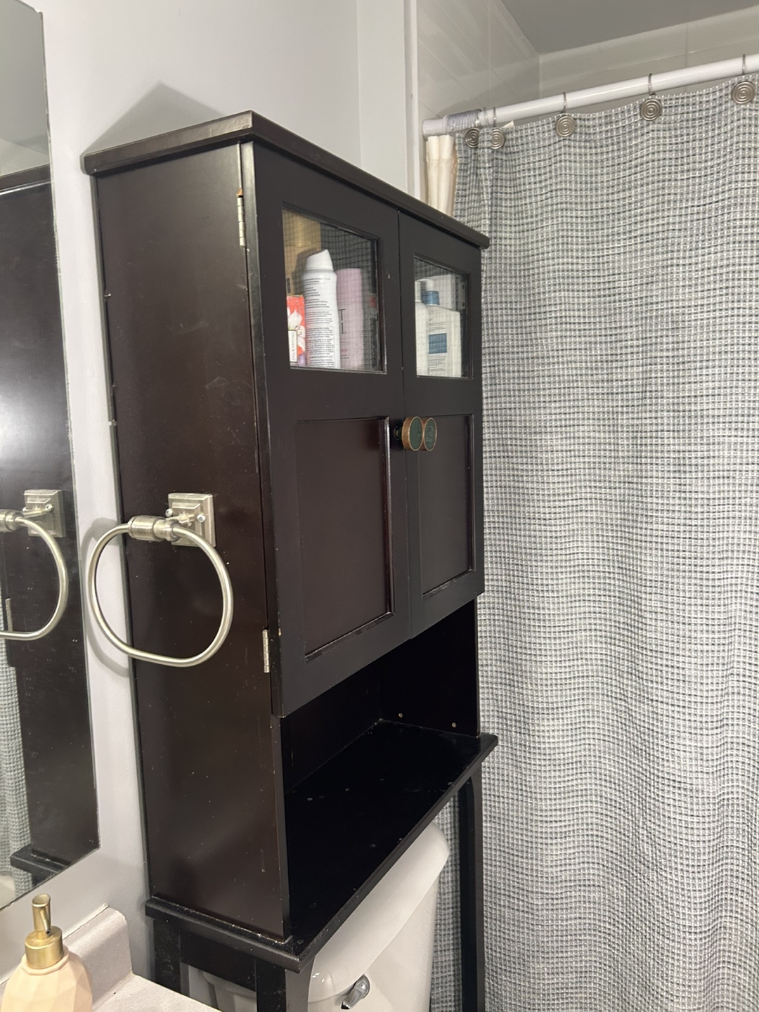 Dark Brown Bathroom Cabinet Over Toilet - photo 3