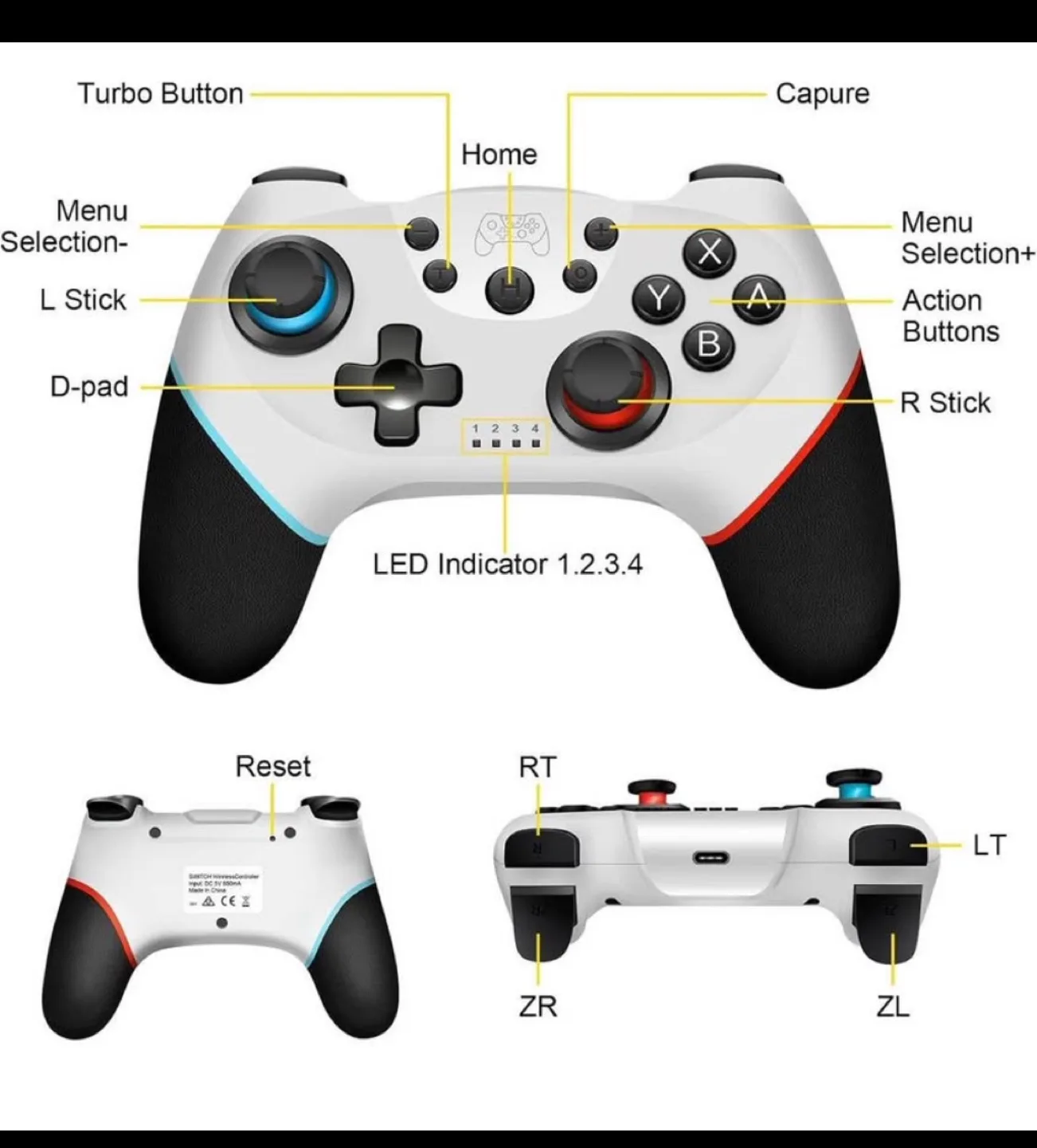 Wireless Controller for Nintendo Switch - White image indicator(10)