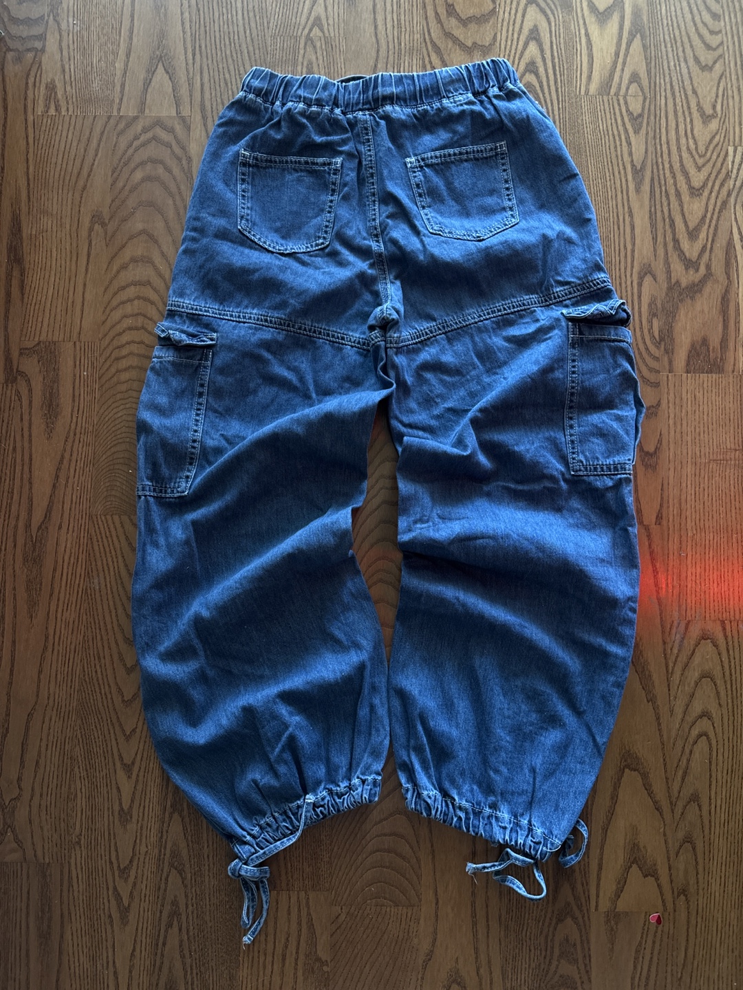 Cider Blue Denim Cargo Pants with Drawstrings - photo 3