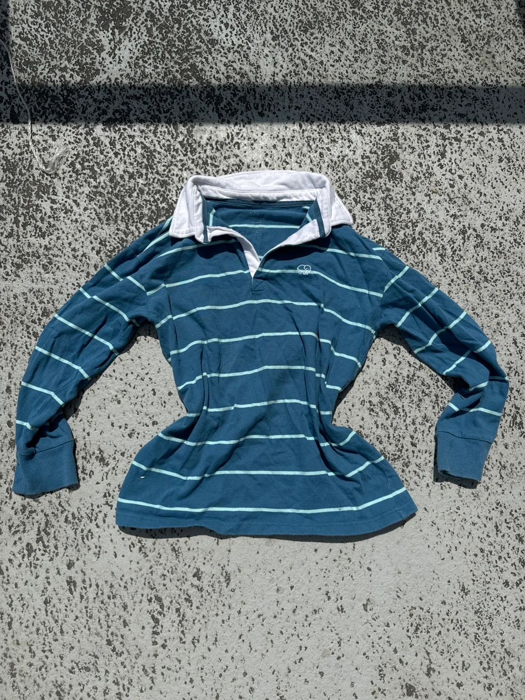 ivory ella Rugby Shirt, Teal and White Stripes, Long Sleeve thumbnail