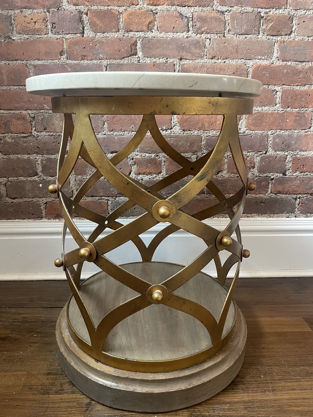 Gold Metal and Marble Accent Table - photo 4