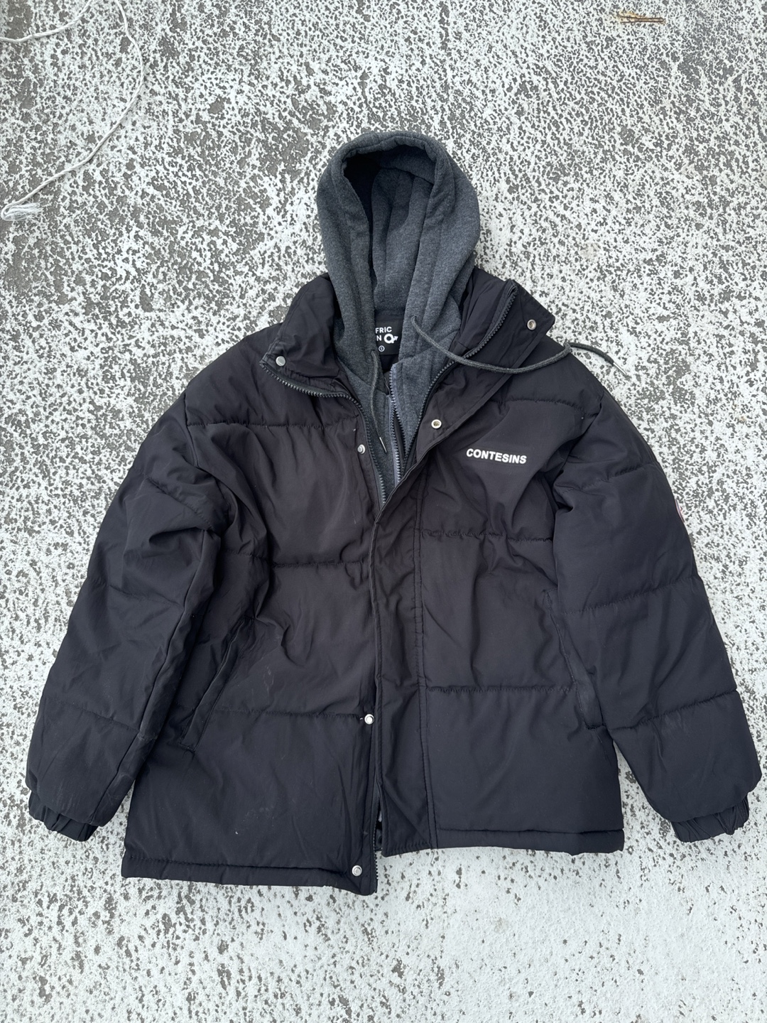 aelfric eden Black Puffer Jacket with hoodie detail