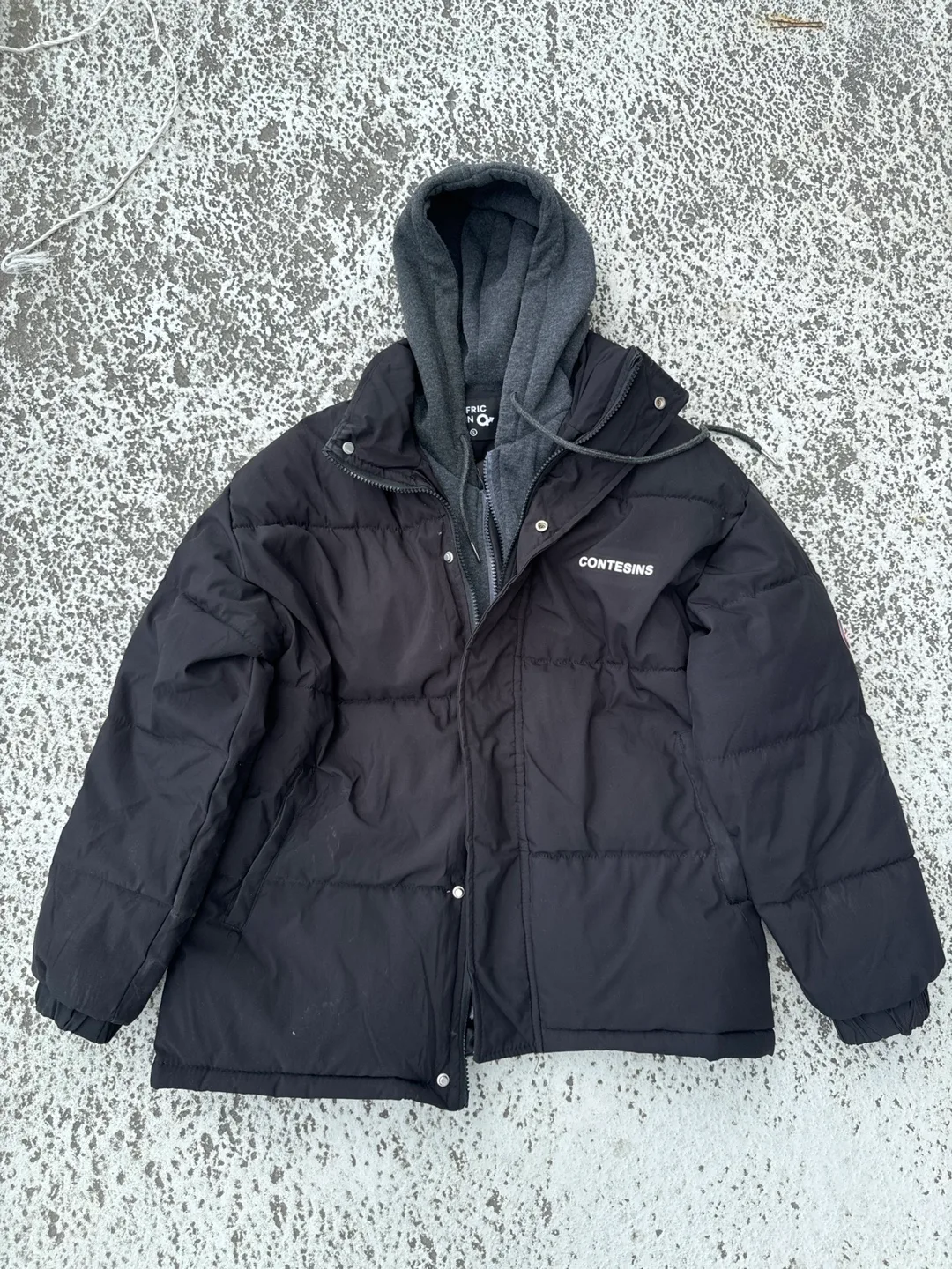 aelfric eden Black Puffer Jacket with hoodie detail thumbnail
