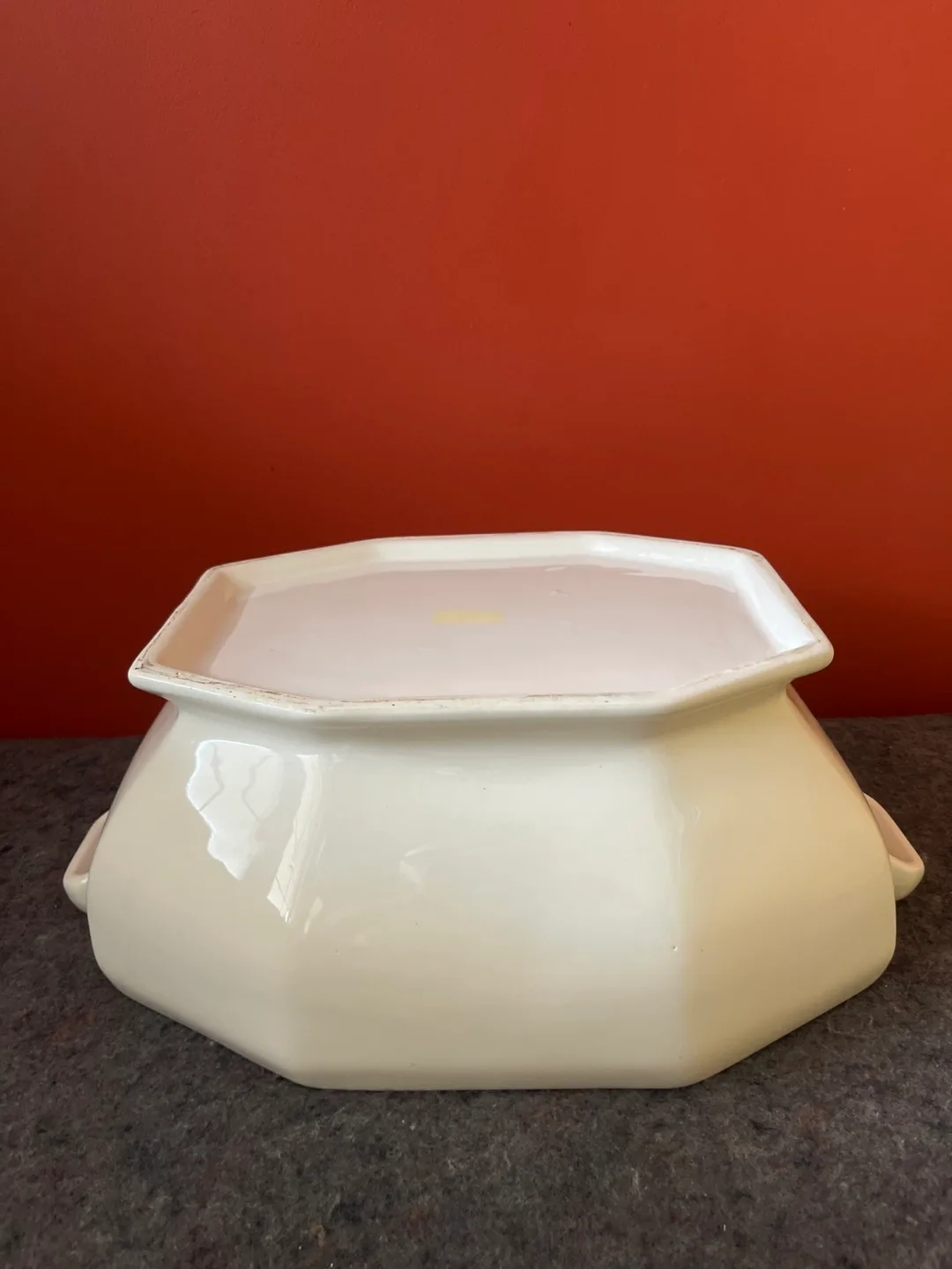 Vintage White Octagonal Serving Bowl with Handles image indicator(3)