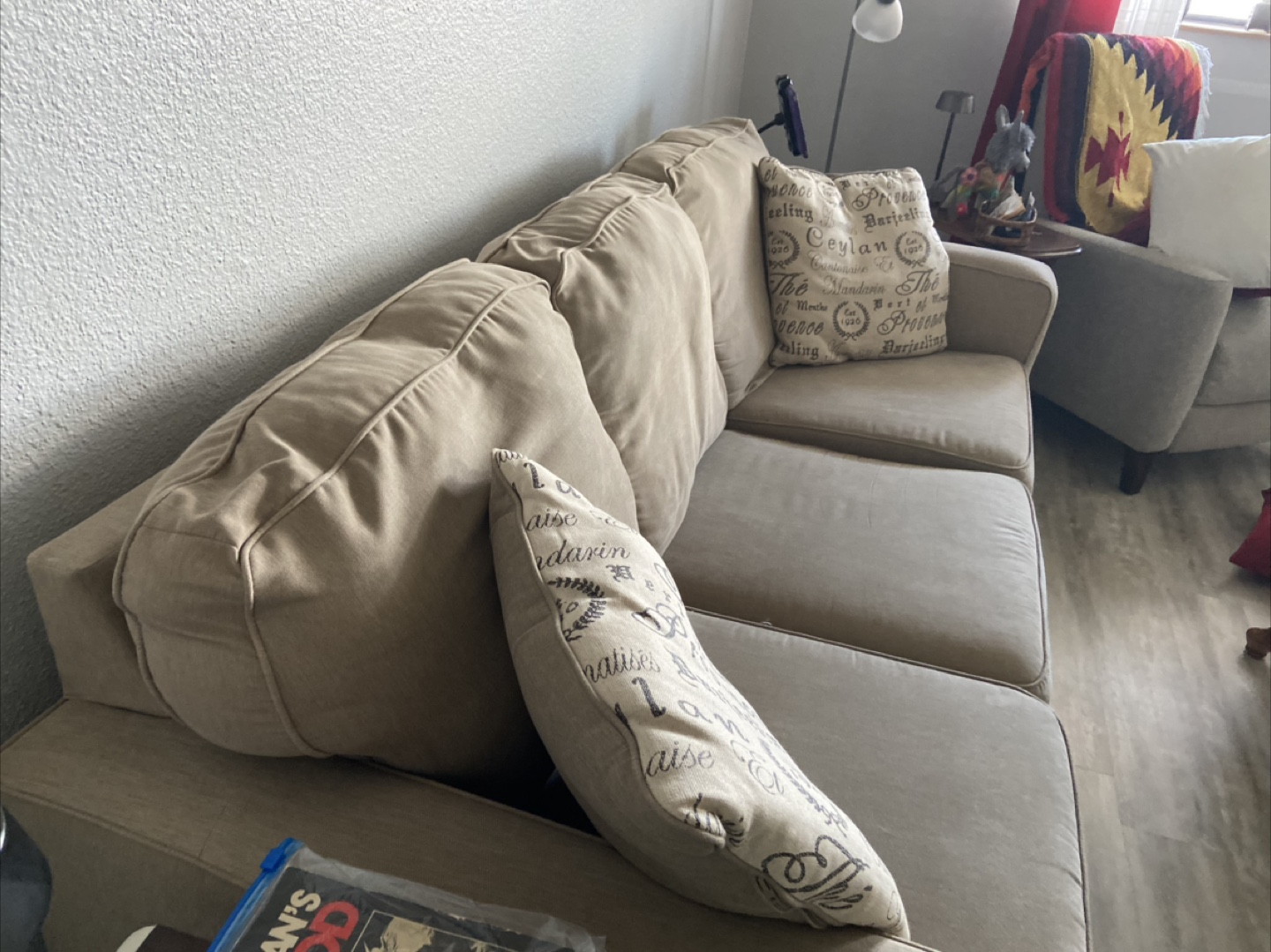 Beige Three-seater Sofa - photo 2