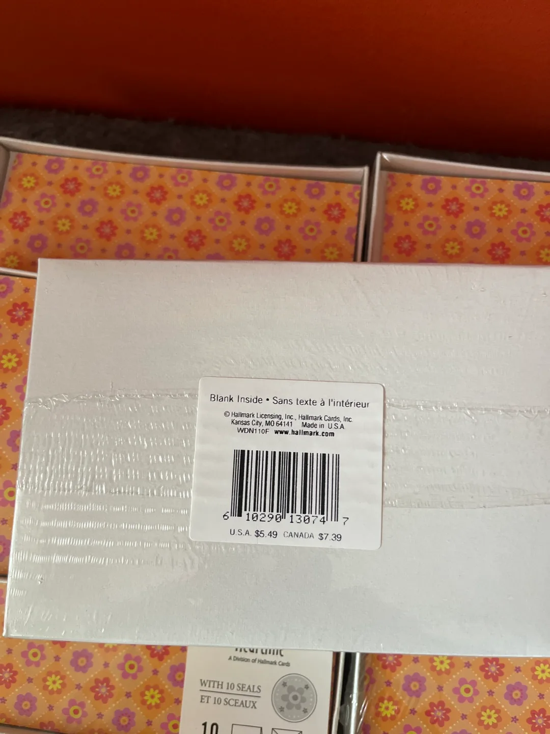 Hallmark Heartline Notecards with Seals - Orange Floral Design image indicator(2)