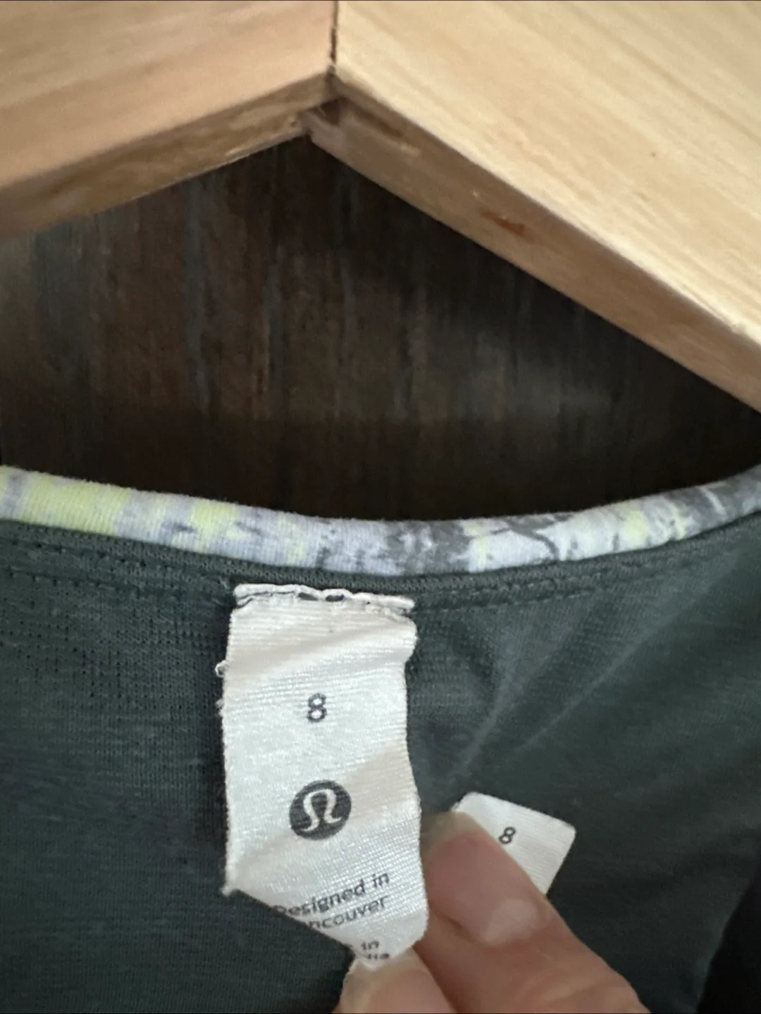 Lululemon size 8 grey and yellow patterned workout set image indicator(3)