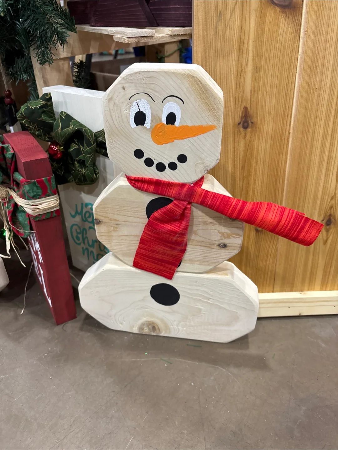 Adorable Wooden Snowman Christmas Decorations thumbnail