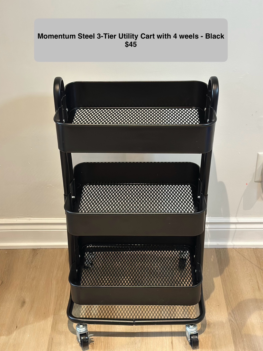 Momentum 3-Tier Black Utility Cart