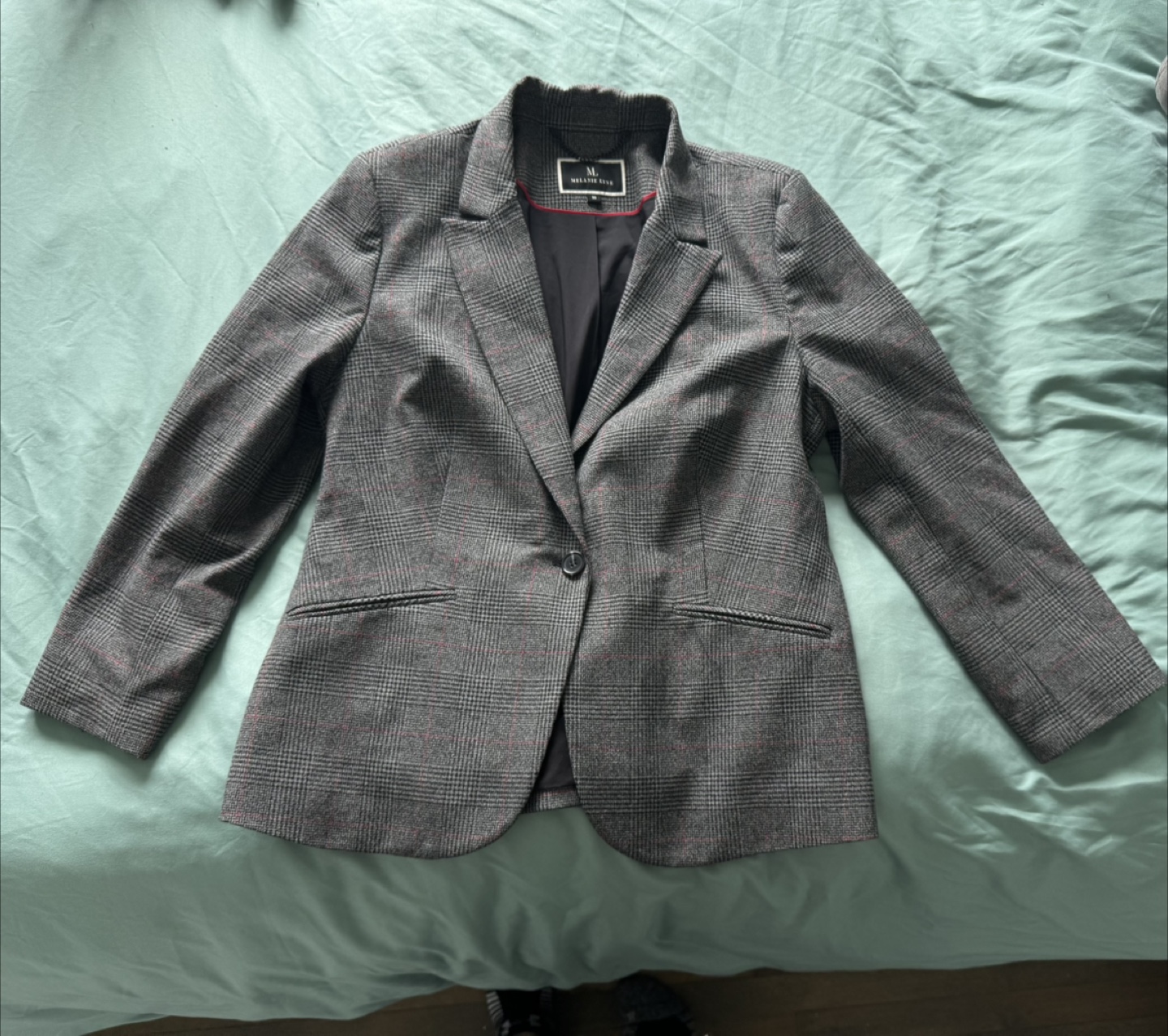 Melanie Lyne Grey Plaid Suit - Blazer, Pants & Skirt - photo 2
