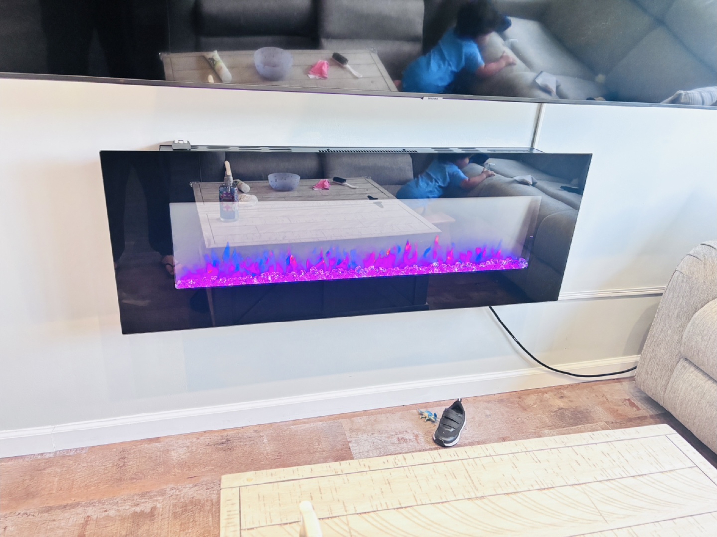 Electric Fireplace Insert - Wall Mounted - LED Flame Effect