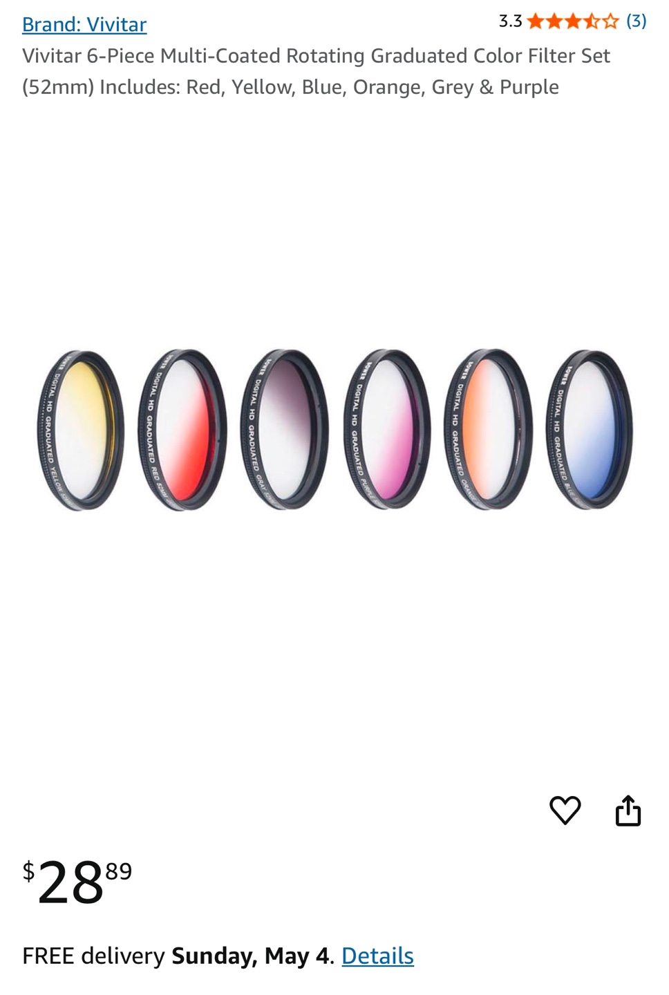 72mm Vivitar 6-Piece Multi-Coated Rotating Color Filter Set - photo 3