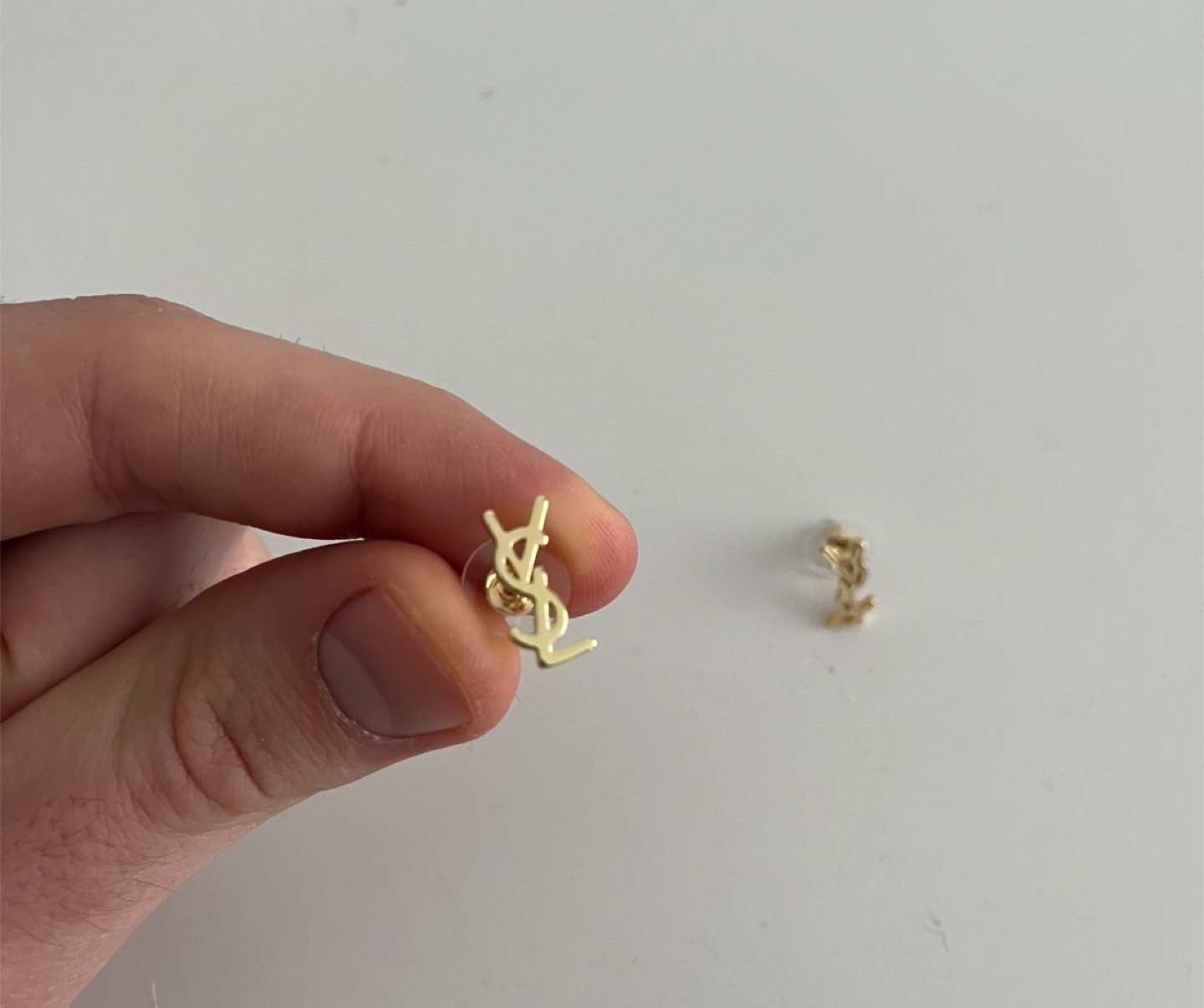 Yves Saint Laurent Gold-Tone Logo Stud Earrings