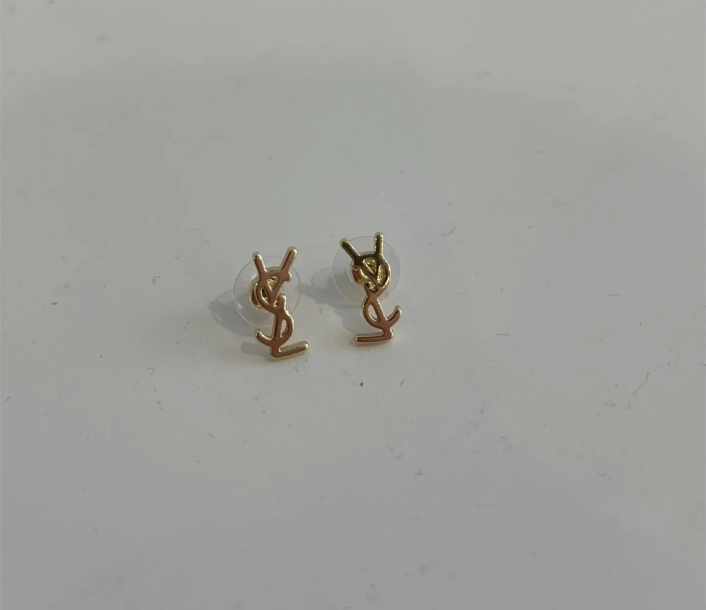 Yves Saint Laurent Gold-Tone Logo Stud Earrings image indicator(2)