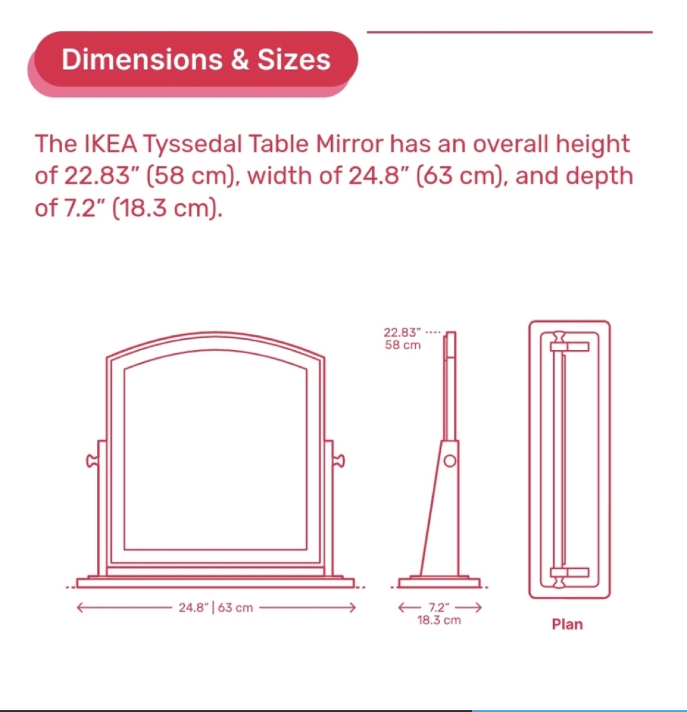 IKEA Tyssendal White Tabletop Mirror - photo 4