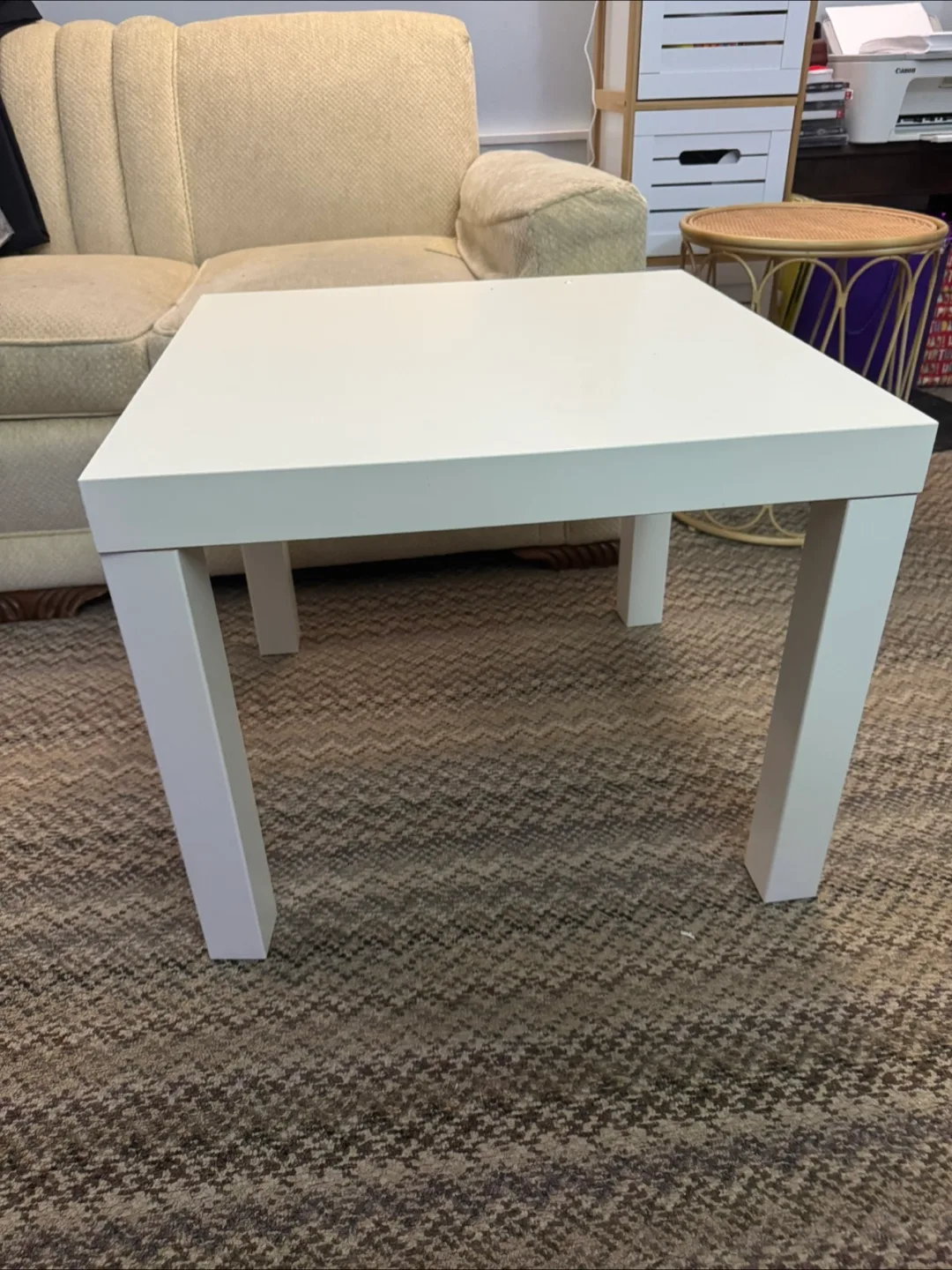 White Square Ikea Lack End Table thumbnail